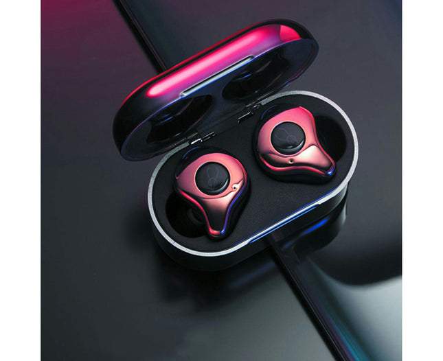 Sabbat E12 Wireless Bluetooth-compatible Earphone 5.0 Stereo In-Ear Earphone with Charge Box-Red