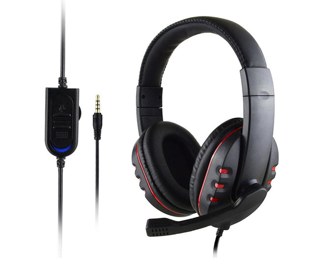 Heavy Bass Headset Wired Gaming Headphone for Game Consoles/PCs/Mobile Phones-Black Red
