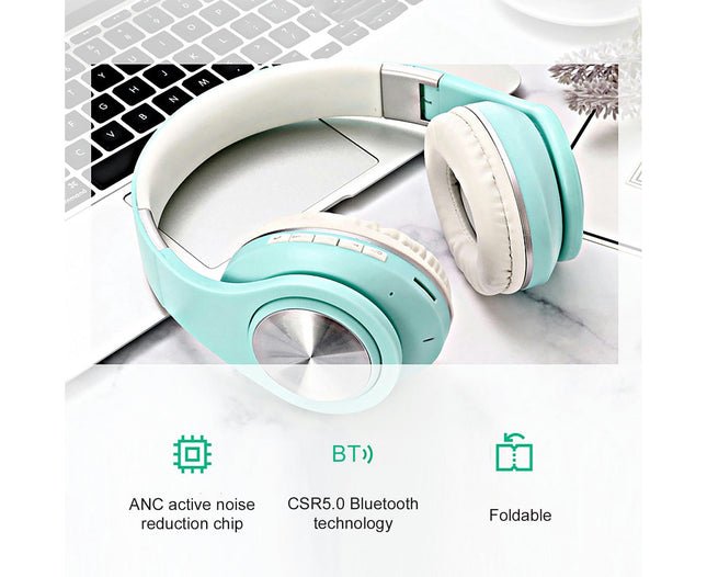Foldable 5.0 Bluetooth-compatible Wireless Headphone Noise Reduction Stereo Sport Headset-Black