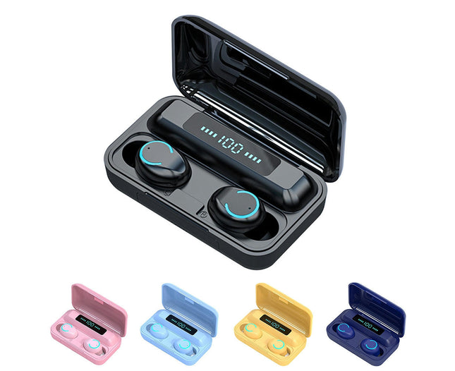 5.0 Touch Control Binaural Earphones TWS F9-9 Wireless Bluetooth-compatible In-Ear Earbuds-Yellow