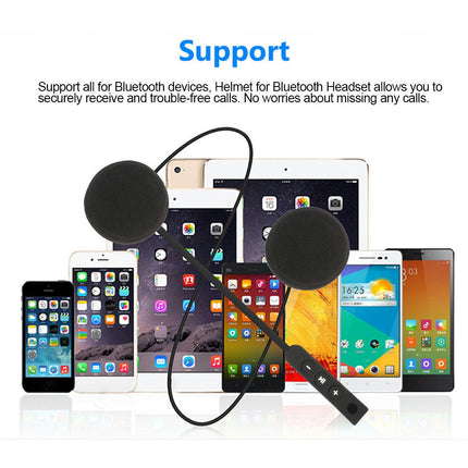 Rechargeable Motorcycle Helmet Bluetooth 4.0 Headset Loudspeaker with Microphone-Black
