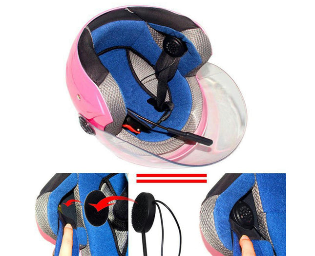 Rechargeable Motorcycle Helmet Bluetooth 4.0 Headset Loudspeaker with Microphone-Black