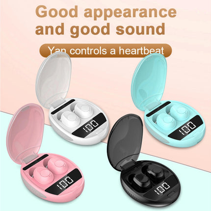 Charging Box Sports Headphone TWS Bluetooth-compatible 5.0 Digital Display Earphone-White