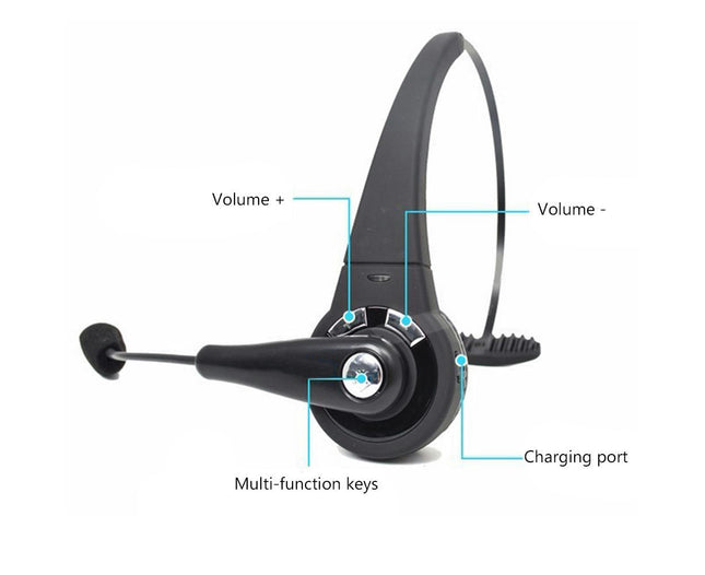 Hands-free Call Headset Headphone Over-Ear Wireless Bluetooth Headphone for PS3 Phone-Black