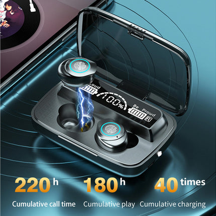 M17Wireless LED Display HiFi Stereo Bluetooth-compatible V5.1 Headset with Microphone-Black