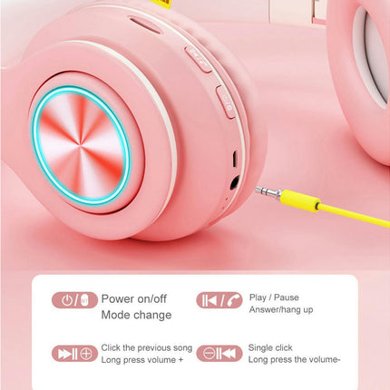 5.0 Bluetooth Wireless TF Card RGB Light Stereo 3.5mm Jack Headset Headphones-Blue