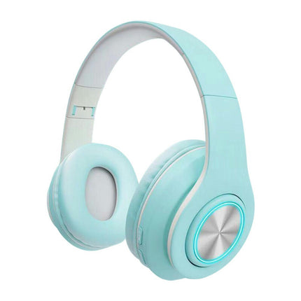 5.0 Bluetooth Wireless TF Card RGB Light Stereo 3.5mm Jack Headset Headphones-Blue