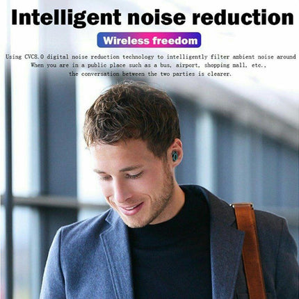 Stereo In-Ear Earbuds with Mic Waterproof Wireless Bluetooth-compatible 5.0 Earphone-black