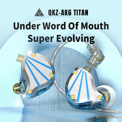 QKZ-TITAN Surround Sound Effect Sensitive Wired Earphone 3.5mm In-ear Earphone for Calling-Blue