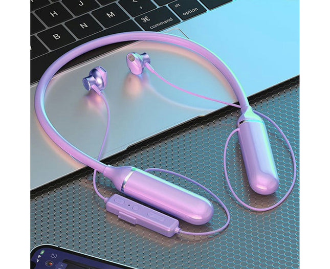 A11  Neckband Earphone Wireless Bluetooth-compatible Headset  with Mic  for Sport  -Purple