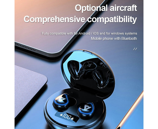 A29Wireless Bluetooth-compatible Earbuds Headphones 5.0 Touch Digital Display Earphone-White