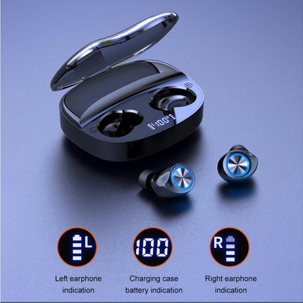 TW90 Wireless Bluetooth Earphones V5.0 Stereo HiFi Smart Touch In-ear Earphones with Mic-Black