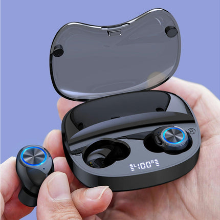 TW90 Wireless Bluetooth Earphones V5.0 Stereo HiFi Smart Touch In-ear Earphones with Mic-Black