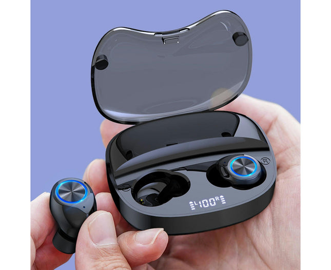 TW90 Wireless Bluetooth Earphones V5.0 Stereo HiFi Smart Touch In-ear Earphones with Mic-Black