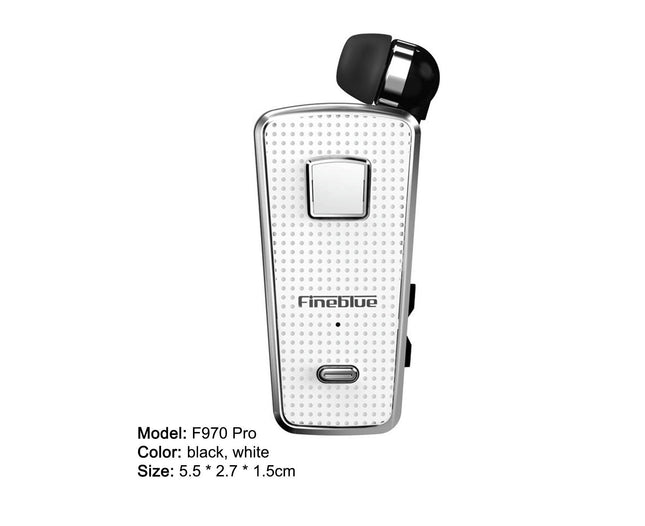1Pc Fineblue F970pro Wireless Earphone Mini Bluetooth 5.0 Headset for Business-White