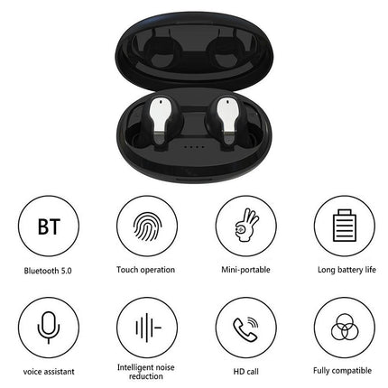XY-5 Bluetooth-compatible Wireless Earphones 5.0HiFi Stereo Earbuds with Charging Box-Pink
