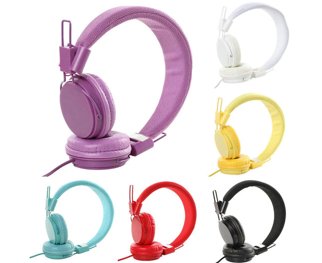 Wired Universal Stereo Headset 3.5mm Stretchable Folding Over-Ear Headphone-Yellow
