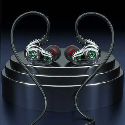 Music Sport Headset with Mic Heavy Bass 3.5mm Universal Wired Earphone Hang Ear-Black