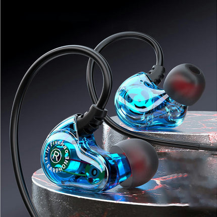 Music Sport Headset with Mic Heavy Bass 3.5mm Universal Wired Earphone Hang Ear-Black
