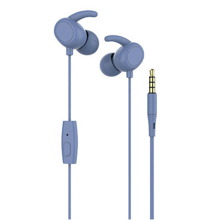 3.5mm Plug Wired In-ear Sport Earphones Dual Moving Coils with Microphone Loop-Purple