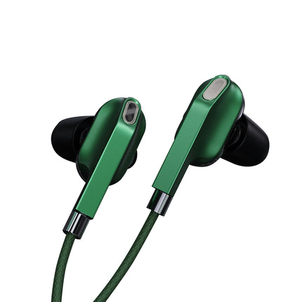 In-Ear Wired Earphone Dual Dynamic Coil 4-Speaker Stereo Headphone Earbuds-Green