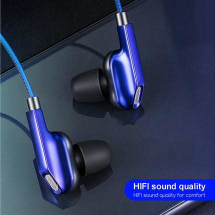 In-Ear Wired Earphone Dual Dynamic Coil 4-Speaker Stereo Headphone Earbuds-Green