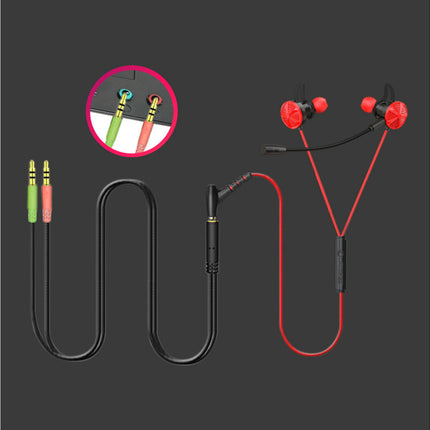 Gaming Earbuds with Microphone G8 L-shaped 3.5mm Plug Wired Dynamic Earphone-Black