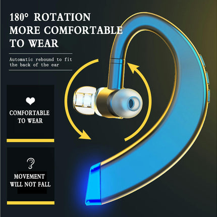 1Pc Waterproof Bluetooth-compatible 5.0 Earphone Ear Hook Rotating Stereo Headset-Black