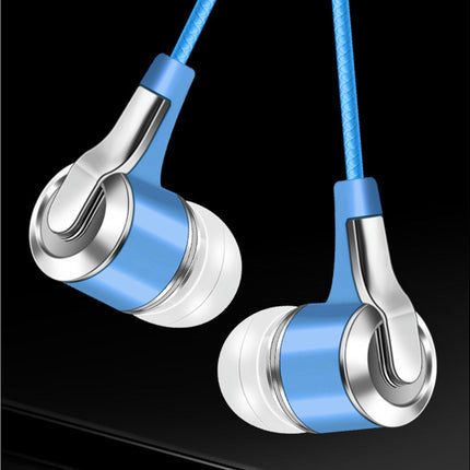Mega Bass High Fidelity Sound Wired Earbud for Cellphone In-ear Earphone with Microphone-Blue