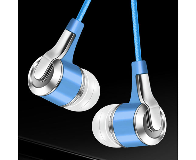Mega Bass High Fidelity Sound Wired Earbud for Cellphone In-ear Earphone with Microphone-Blue