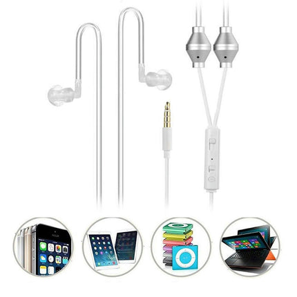 3.5mm Anti-Radiation Universal Binaural Air Tube Earphones with Mic for iPhone-White