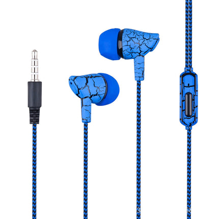 In-ear Crack Pattern Earpiece Wired Stereo Mini Earphone  for Fitness-Blue