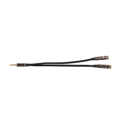 4-Pole Male to Dual Female Headset Adapter TRRS Headphone Splitter 3.5mm Jack-Golden