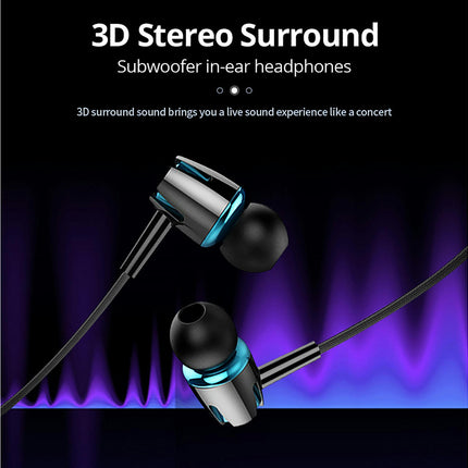 Lightweight In-ear Earbuds Comfortable Noise Reduction Wired Earbuds for Sports-Blue & Black