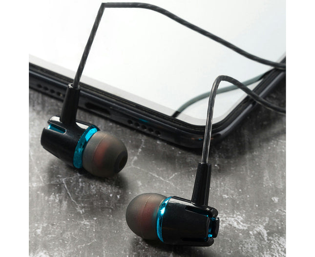 Lightweight In-ear Earbuds Comfortable Noise Reduction Wired Earbuds for Sports-Blue & Black