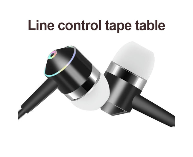 In-Ear Music Bass Wired Earphones Universal 3.5mm Plug Sports Headsets with Mic-Black