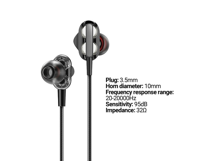 Universal Heavy Bass 3.5mm Wired Earphone In-ear Earbuds with Mic for Mobile Phone-Silver