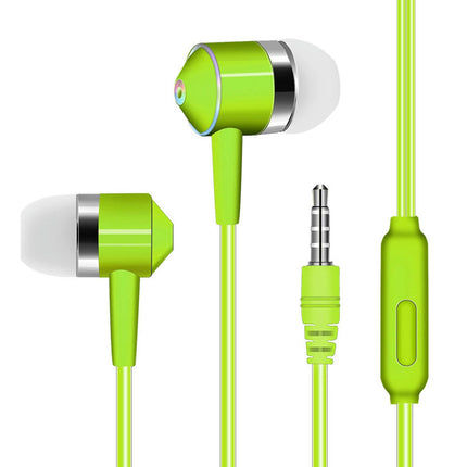 3.5mm Plug Universal In-Ear Music Bass Wired Earphones Sports Headsets with Mic-Green
