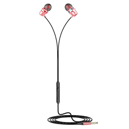 Universal In-ear Metal Shell Mic Headphones Heavy Bass Wired Control Earphones -Black