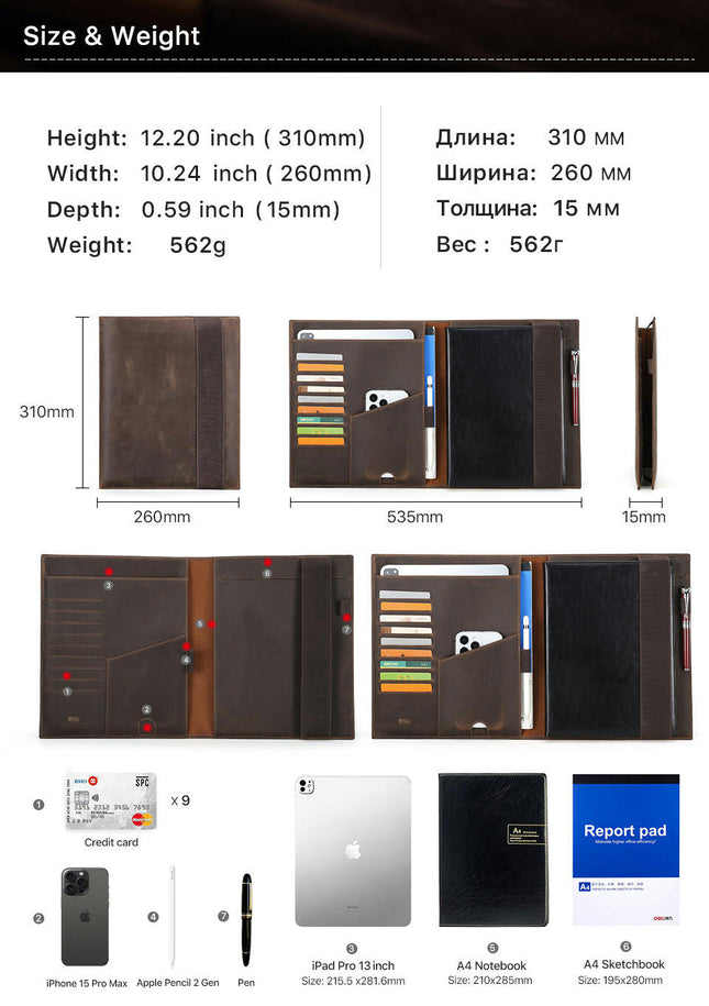 Leather iPad Case Cover with Card Holder Protective Tablet Cover