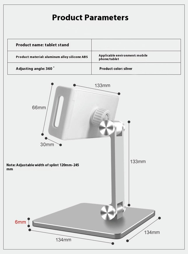 Adjustable Tablet Phone Holder 360 Degree Swivel Angle Rotation for Tab and Phone
