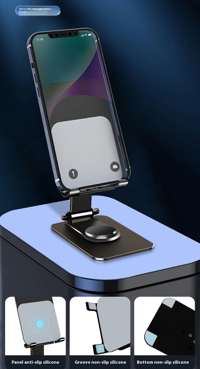 Foldable Rotating Desktop Adjustable Phone Holder - Made of Metal