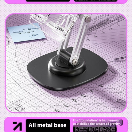 Acrylic Tablet Phone Stand - with Rotatable Base Foldable Adjustable Transparent Holder