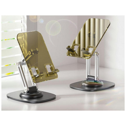 Acrylic Tablet Phone Stand - with Rotatable Base Foldable Adjustable Transparent Holder