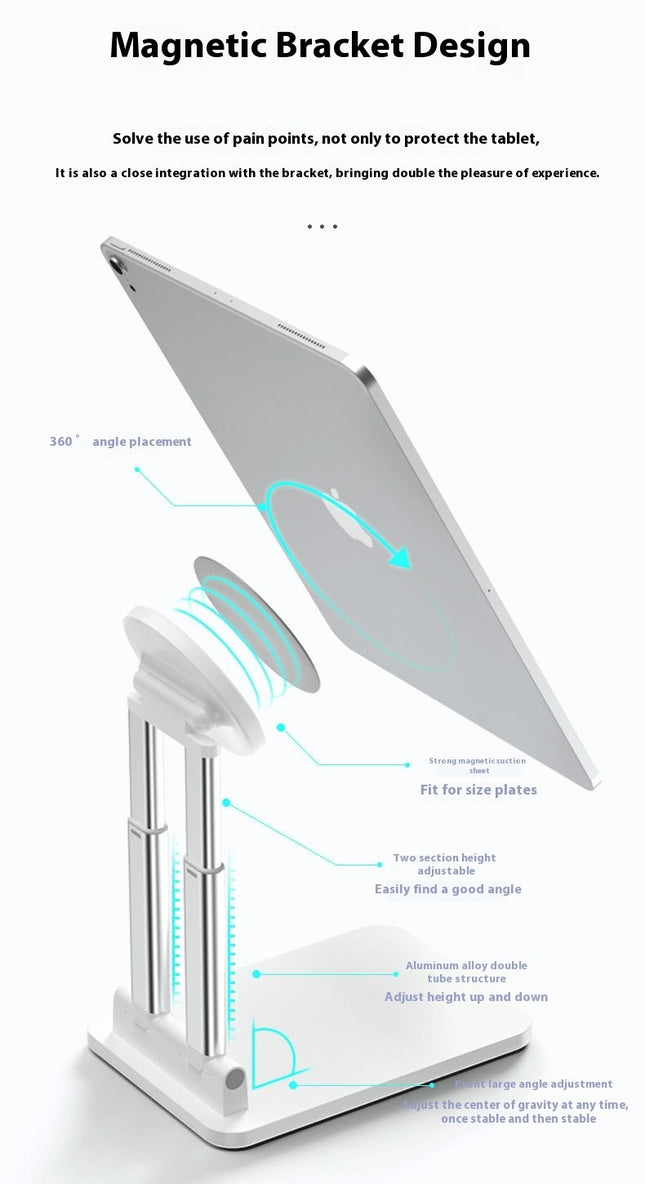 Tablet Mount Stand with Strong Magnetic Attachment Nonslip Silicone Phone Holder for Work Play