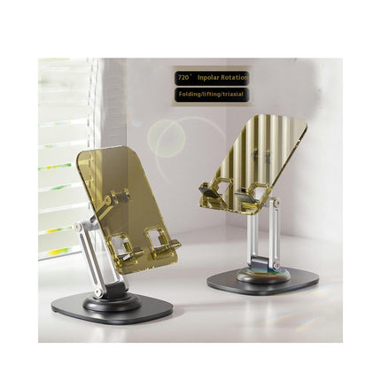 Aluminum Phone Holder with Rotating Metal Base - Foldable & Portable Desktop Phone Holder
