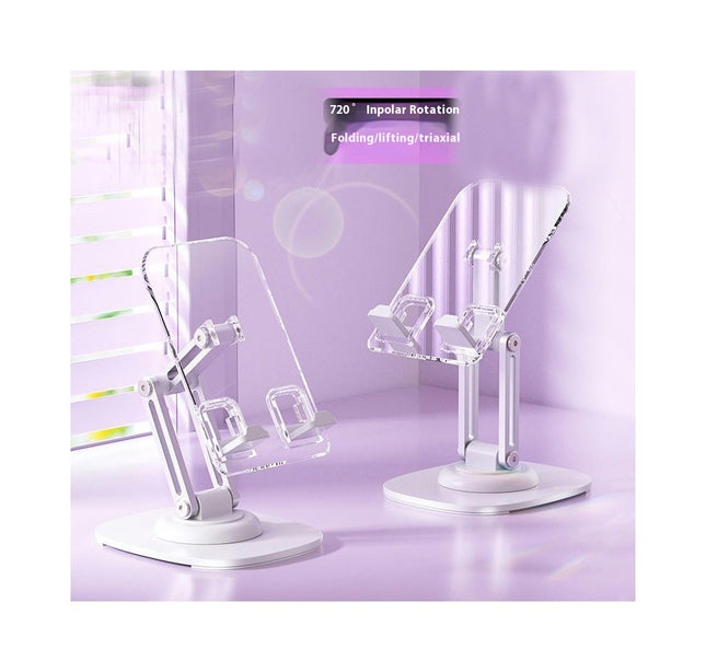 Aluminum Phone Holder with Rotating Metal Base - Foldable & Portable Desktop Phone Holder