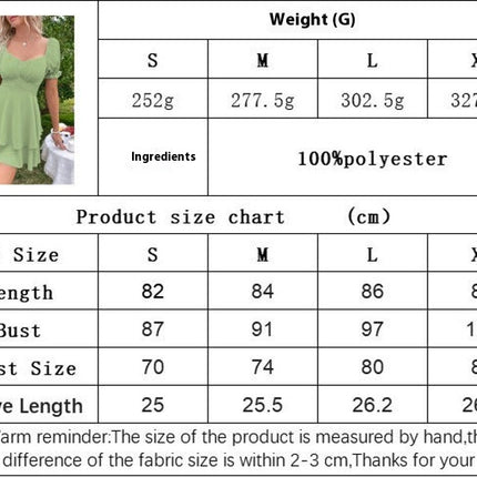 Women's Sweetheart Neck Puff Short Sleeve Layered Ruffle A Line Mini Dress