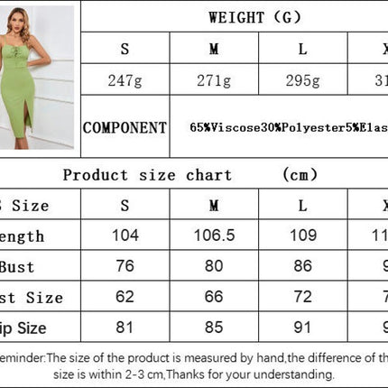 Women's Sexy Sleeveless Spaghetti Strap Bodycon Split Midi Club Party Dress