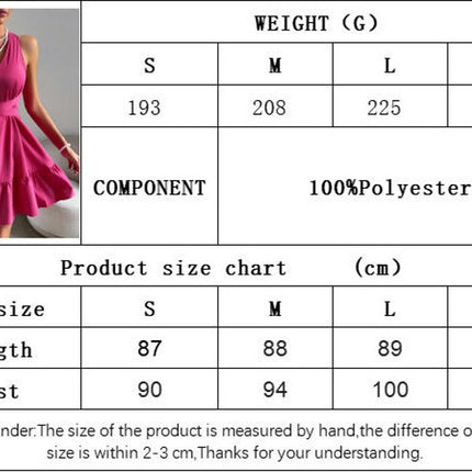 Women's Sexy Sleeveless Halter V Neck Backless Tie Back Ruffled Flowy Mini Dress